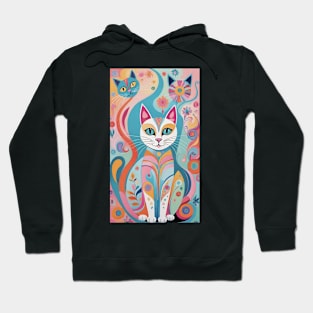 Chromatic Cat's Whiskers: Abstract Feline Delight Hoodie